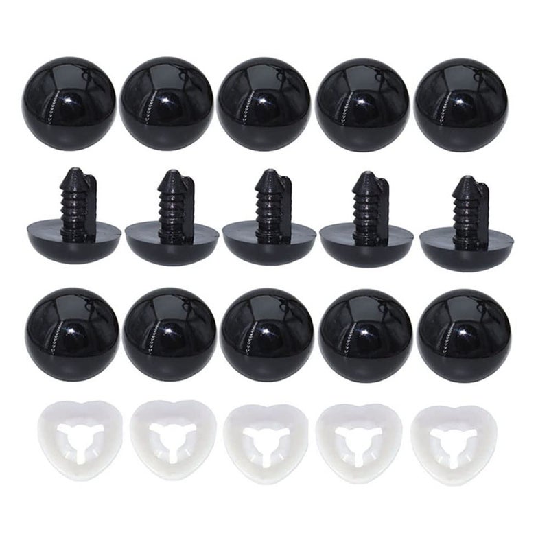 ARTCXC 30Pcs 24mm Large Black Solid Plastic Safety Eyes Craft Eyes with Washers for Doll, Puppet, Plush Animal DIY Making Supplies - Image 1